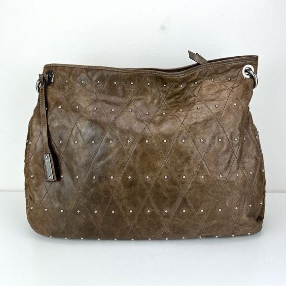ABRO Hobo Taupe Leather Handbag Made in Italy - Picture 4 of 13